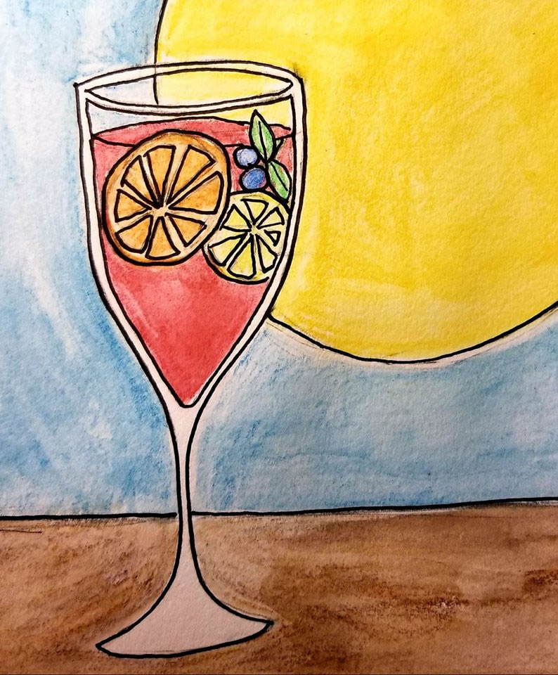 A Colorful Sangria , Showcasing a Large Pitcher Filled with Red or White  Wine, Fresh Fruit, and a Splash of Brandy, Accompanied by Stock  Illustration - Illustration of alcohol, orange: 274708566